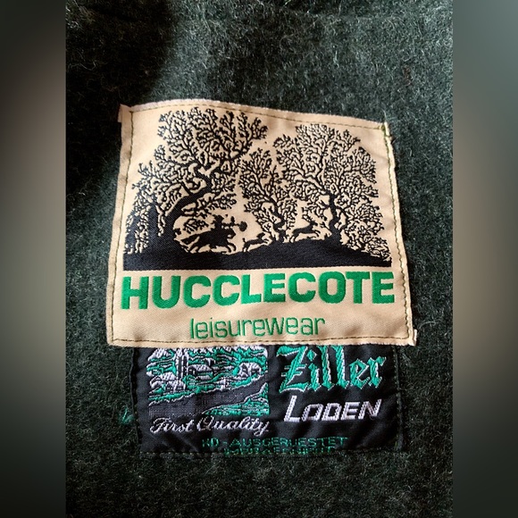 Vintage Wool HUCCLECOTE Ziller Loden Green Cape Made in England - Picture 11 of 16
